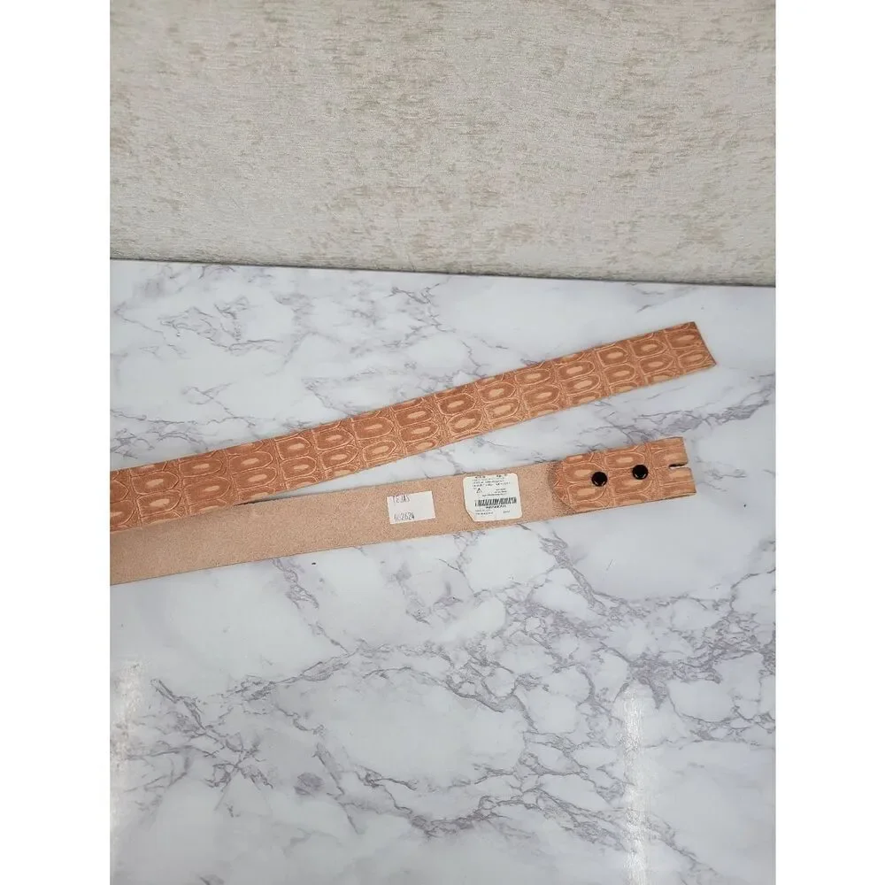 Tan Croc-Embossed Leather Belt Uncut Unfinished Blank